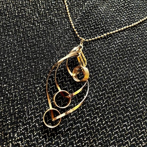 Vintage Womens Necklace, Gold, Charm, 1970s, 70s, Brutalist, Modernist, Spiral, Pendant Necklace, Witchy, Boho, Psych, Psychedelic, Hippy