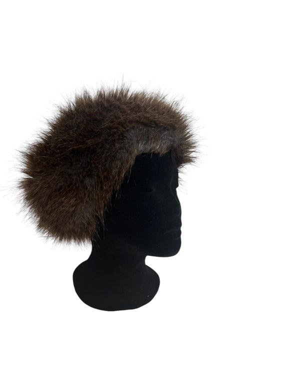 Vintage Womens Faux Fur Brown Furry Winter Cossack Hat Cosy  display picture 3