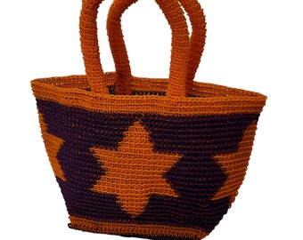 Vintage 60s/70s Woven Plastic Star Bag: Mod Retro Purse