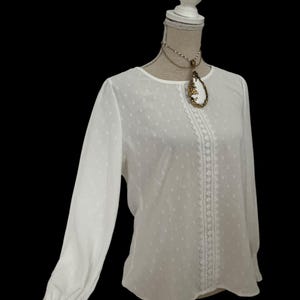 Vintage White Lace Anglaise Blouse: 70s Prairie Angel Sleeve