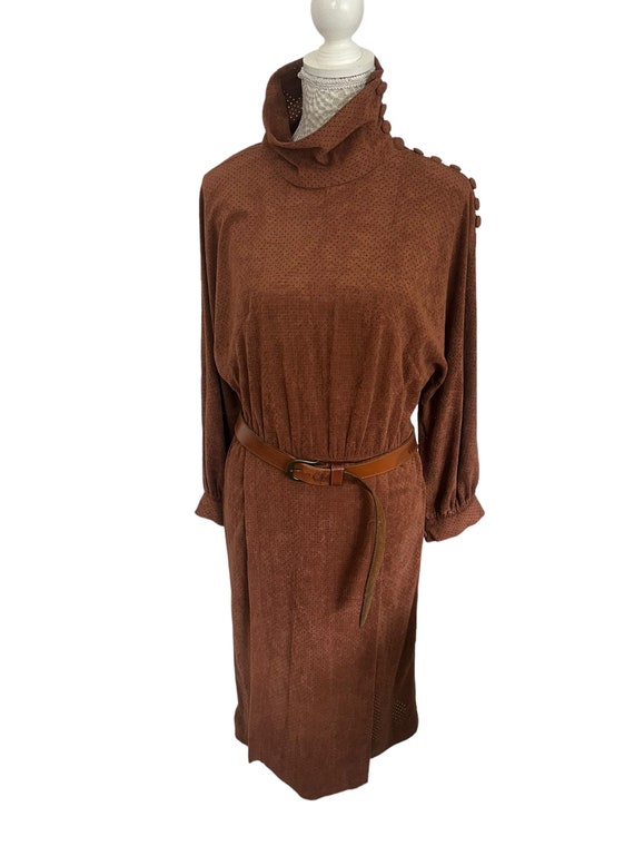 High neck suede dress discount