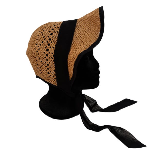 Vintage Woven Bonnet Sun Hat – Cottagecore Prairie Style Hat