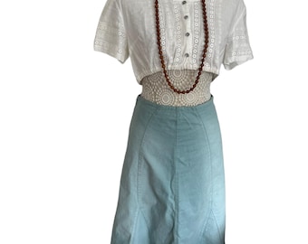 Vintage 70s Denim Skirt: Boho Festival Style, Size 8