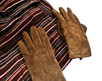 Gants en cuir souple marron pour femmes, années 70, années 70, gants d'hiver confortables rétro bohèmes chics