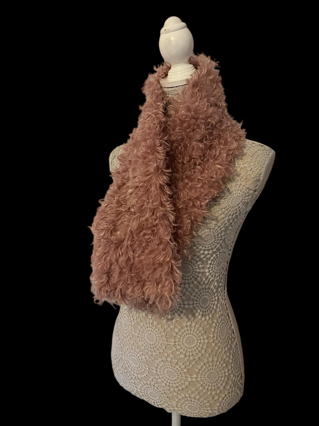 Vintage Pink Faux Fur Scarf: Shaggy Mongolian Style, 40 Inch - Etsy
