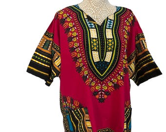 Vintage 70s Bohemian Cotton Tunic Top: Colorful Ethnic Hippie Style