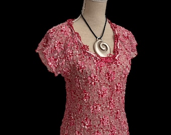 Vintage Floral Mesh Blouse, Fairycore Coquette Top, Size 12