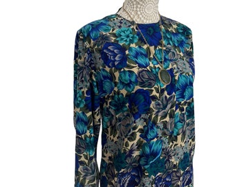 Vintage Floral Blouse: 70s Baroque Style, Size 12