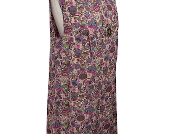 Vintage 60s Psychedelic Floral Shift Dress – Sleeveless Mini Mod Power Flower Party 1970s