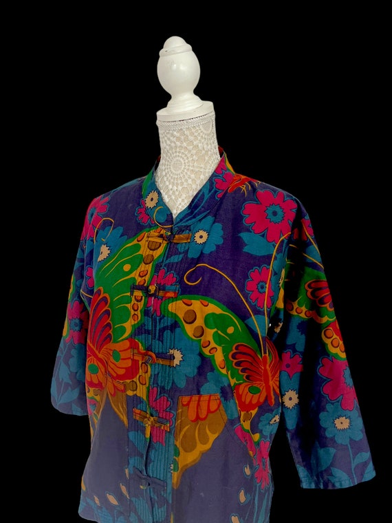Vintage Womens 1970s 70s Psychedelic Colourful Pa… - image 8