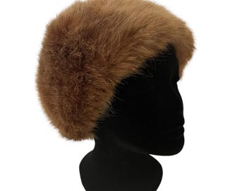 Vintage 70s Faux Fur Bonnet Hat: Brown Cream Winter Cosy - Etsy display picture 2