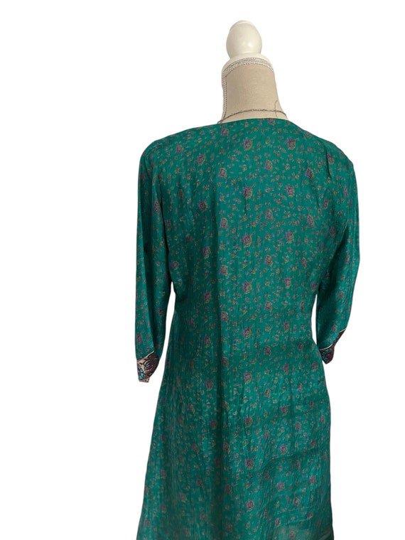 Vintage Womens 1970s Boho Afghan Green Floral Hip… - image 3