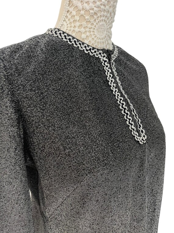 Vintage 1960s Lurex Blouse: Silver Glitter Embroi… - image 5