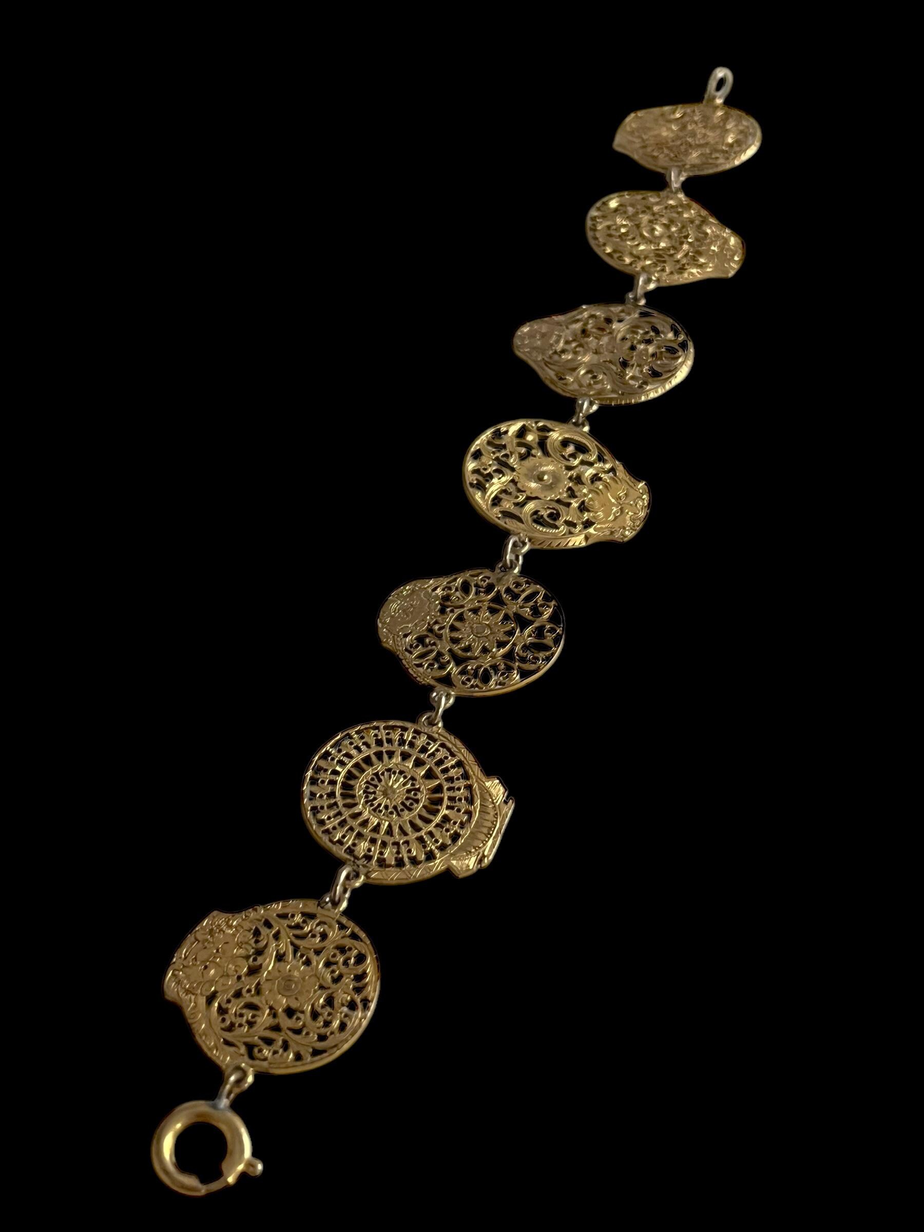 Vintage Bracelet| Goldtone, Vintage 70s Bracelet, Ornate Jewellery, Filagree, Watch, Floral Bracelet, Unusual Jewellery, Charm Bracelet,70s