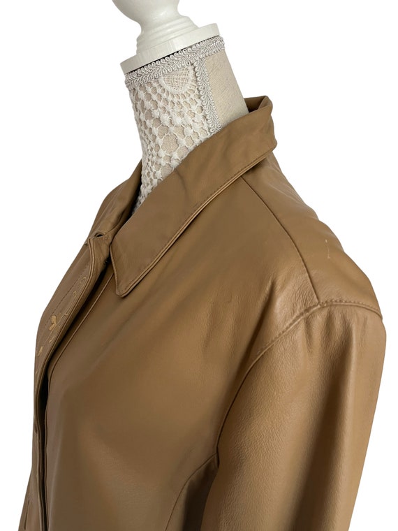 Vintage Womens 1970s Camel Brown Leather Spring C… - image 5