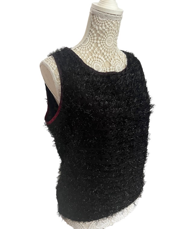 Vintage Womens Textured Mohair Lurex Knitted Blac… - image 1