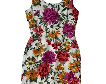 Robe fleurie en viscose vintage des années 70 : style bohème hippie (taille 10-12)