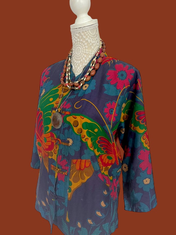 Vintage Womens 1970s 70s Psychedelic Colourful Pa… - image 1