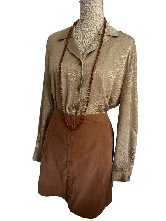 Vintage Womens Brown Faux Suede Miniskirt 70s 197… - image 4