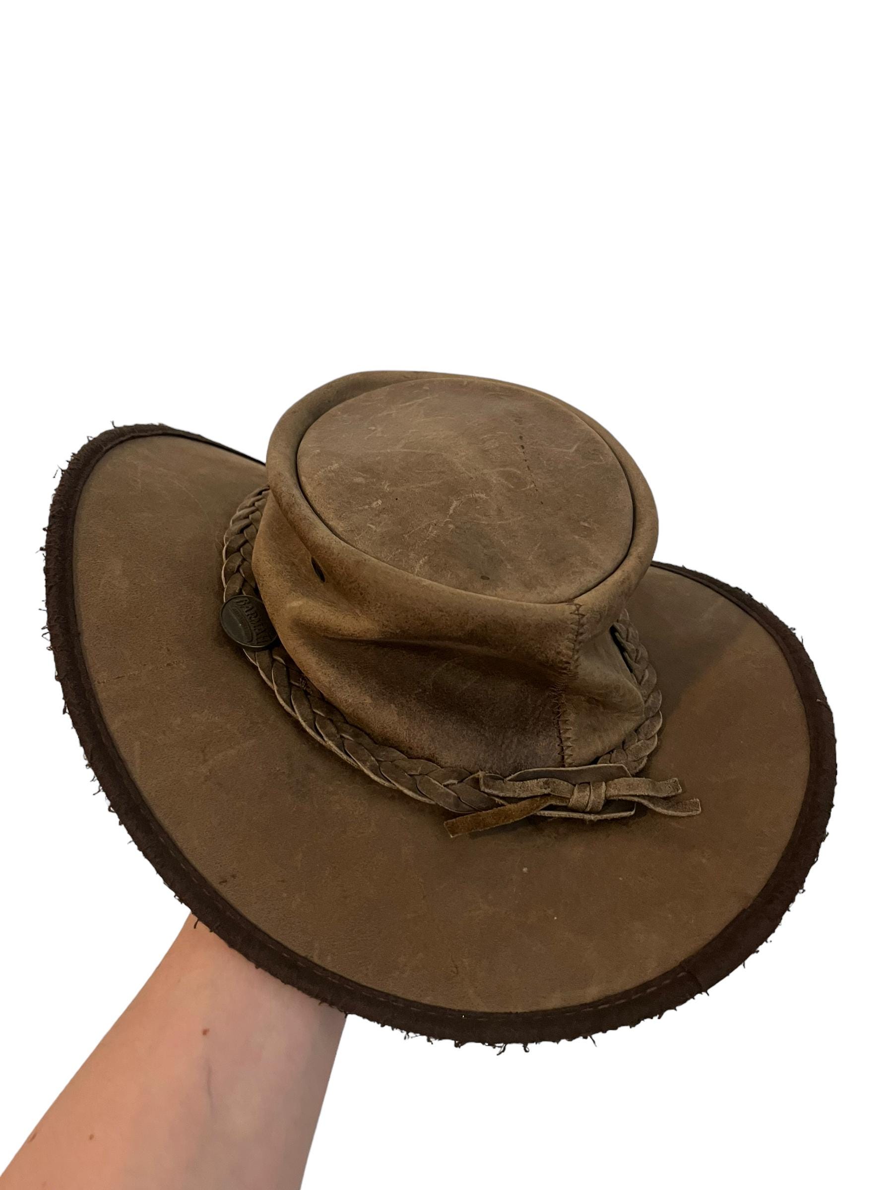 Chapeau Western Femme Vintage 70s - Cuir Daim Franges - Rodéo Cowgirl équitation