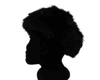 Vintage 60s Mod Black Faux Fur Winter Hat|Autumn Winter| Pennylane