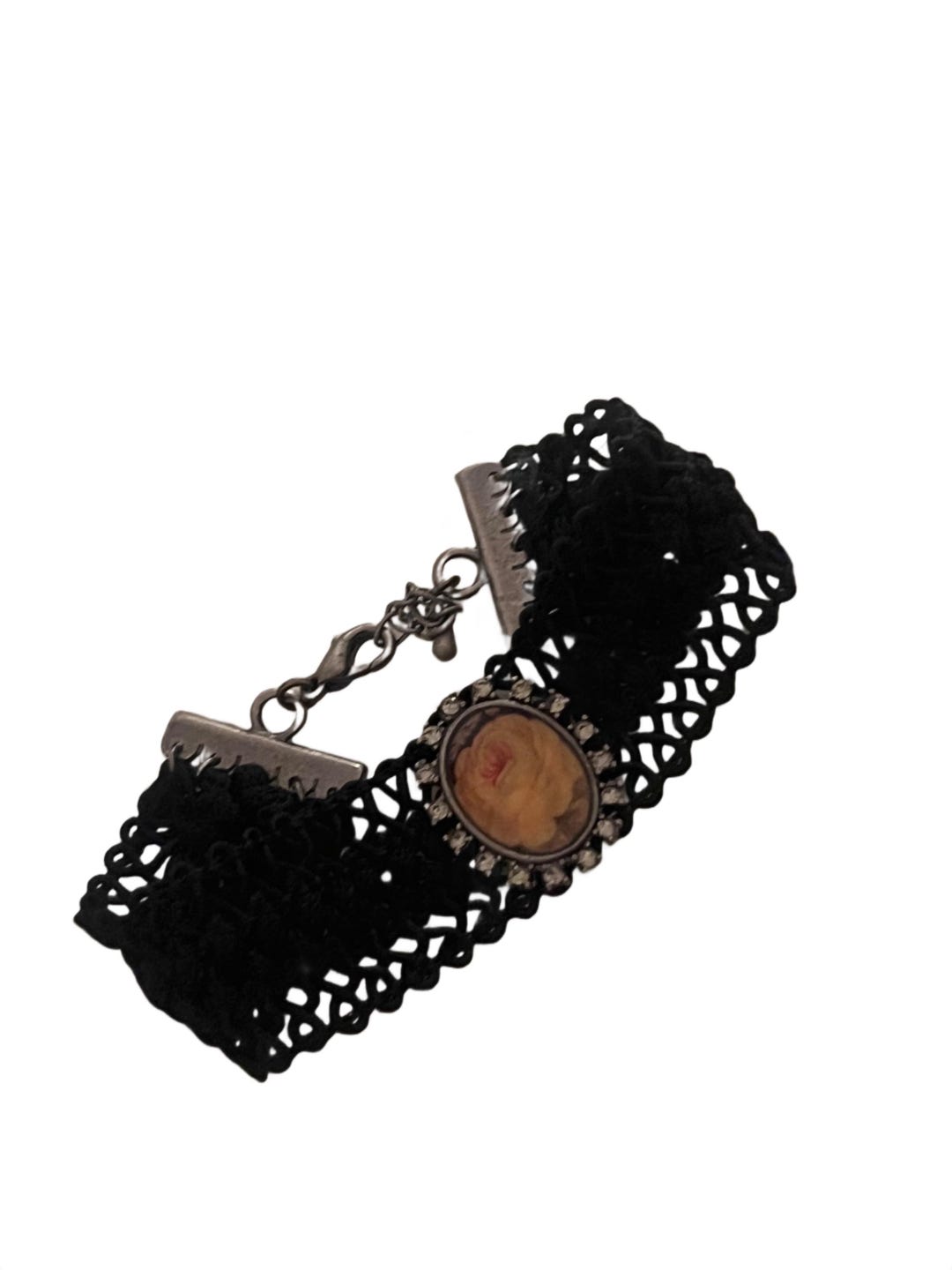 Victorian Black Lace Choker Bracelet • Gothic Rose Cameo Cuff - Etsy