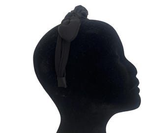 Vintage Womens Black Bow Headband Retro Head Scarf Style Hair Accessory