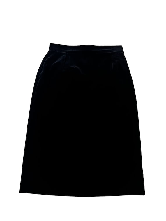 Vintage Womens Whimsigoth Black Velvet Pencil Skirt Size 12 Mod Classy Gothic Grunge Boho Stevie Nicks