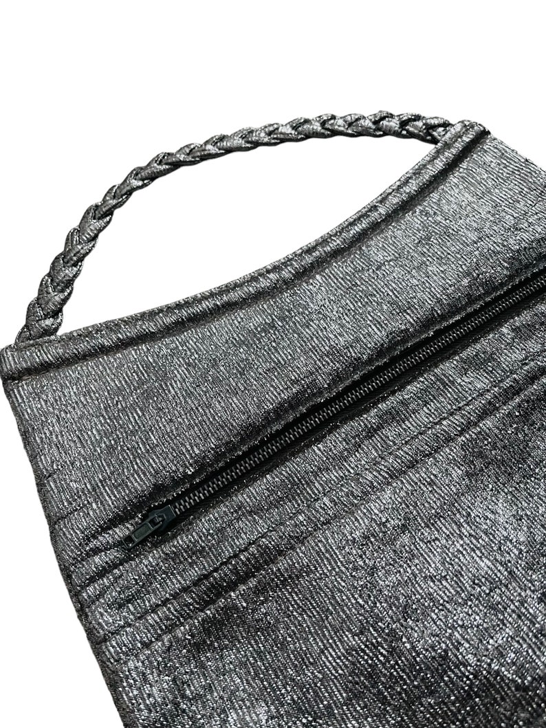 Vintage Womens 1960's 60s Space Age Glittery Shimmer Silver Shiny