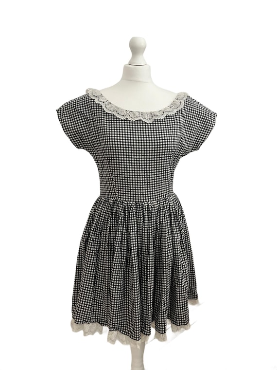 black and white coquette dress Vintage Gingham 