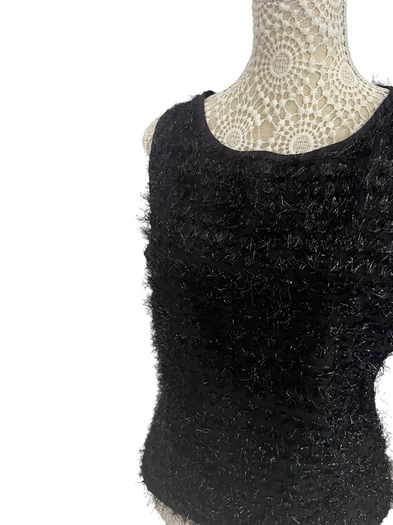 Vintage Womens Textured Mohair Lurex Knitted Blac… - image 4
