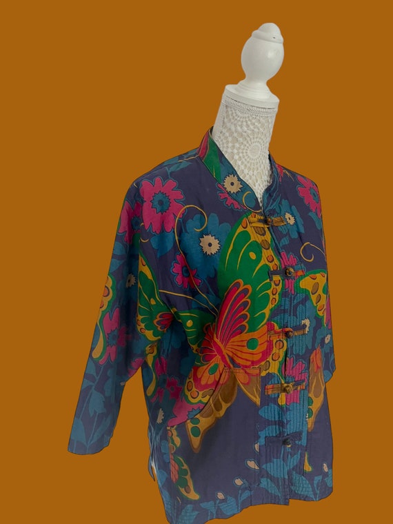 Vintage Womens 1970s 70s Psychedelic Colourful Pa… - image 7