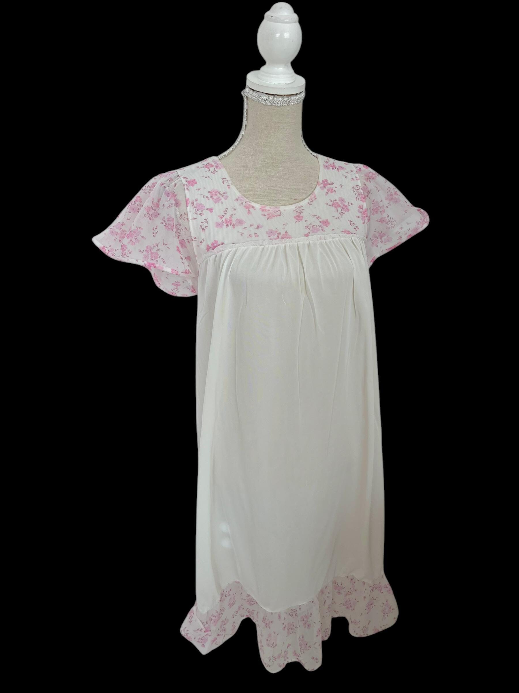knee length dresses for ladies Nylon Tricot Short Nightgown, Pink / Small main image 0