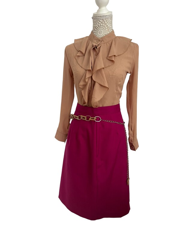 Vintage Womens 1960s Vibrant Pink Pencil Skirt Bol