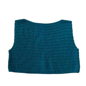 vintage Womens Knitted Tank 1950s 50s 60s 1960s Top Size 10 Mod Green Turquoise Boxy Cropped Waistcoat Retro image 1