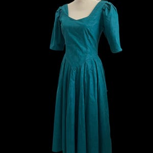Vintage Laura Ashley Dress, Size 8 10, Womens Dress, Classy, Teal, Blue, Floral Dress, Cottagecore, Prairie, Occassion Dress