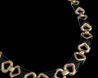 Vintage Goldtone Enamelled Choker: 1970s Modernist Necklace