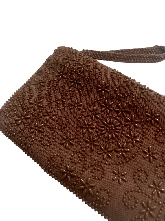 Vintage Womens Beaded 1970s 70s Chocolate Brown F… - image 2