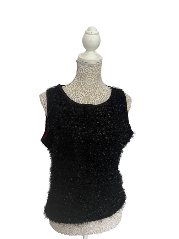 Vintage Womens Textured Mohair Lurex Knitted Blac… - image 3