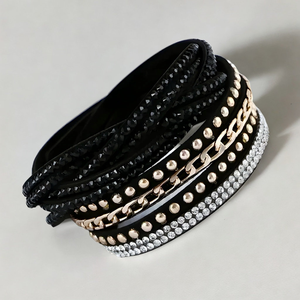 Multilayered Deluxe Double Wrap Bracelet Made With Swarovski