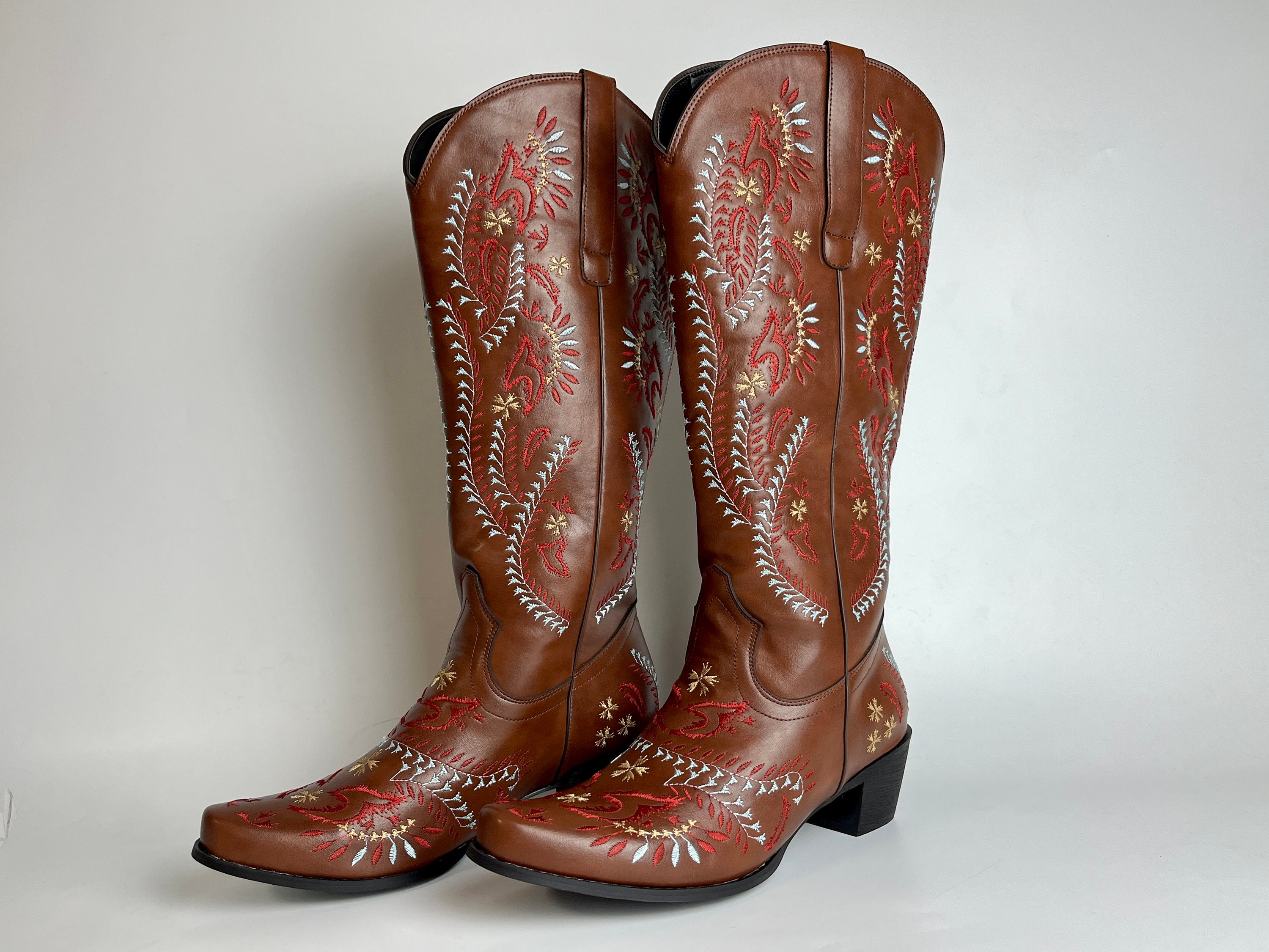 Embroiderd Cowboy Boots Floral Vintage Cowgirl Boots Etsy