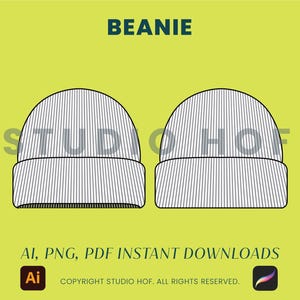 Beanie - Illustrator and Procreate .ai, .png and .pdf Fashion CAD