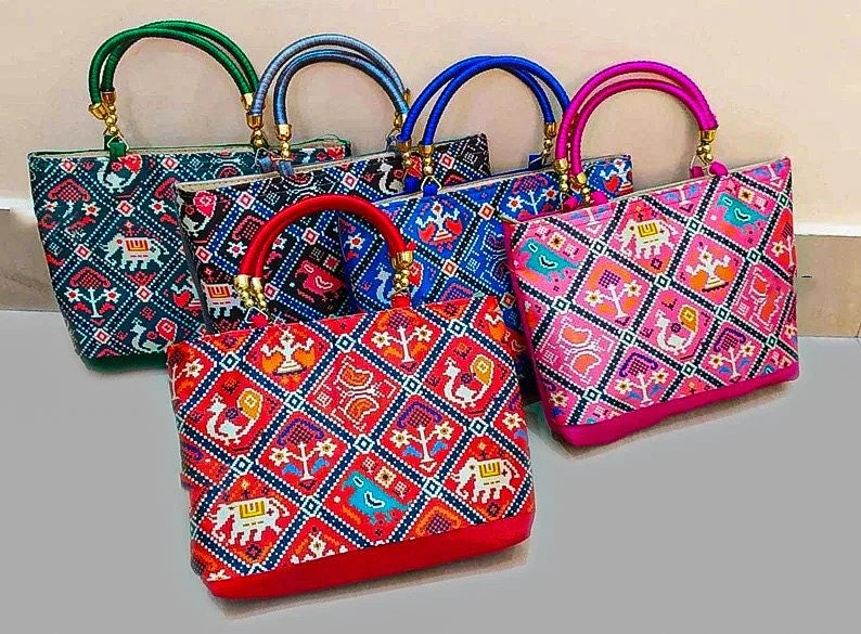 Handmade premium fabric ladies hand bags with sling 11.5 in x 8 in - b –  Zivara Fashion