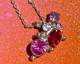 ASTRA cloud nebula necklace | Multi gemstone necklace | Sterling silver, corundum, ruby, alexandrite, nano crystal