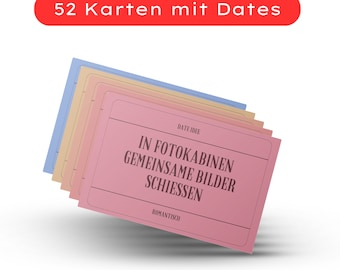 Date Ideas 2023 / 52 Cards to Print / Colourful, Outdoors, Romantic, Eating, Drinking