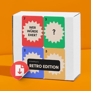Valentinstag Spiel für den Partner 64 Karten "Wer würde eher" im Retro Design, Valentinstag Geschenk für Paare und Familie