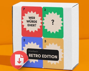 Valentinstag Spiel für den Partner 64 Karten &quot;Wer würde eher&quot; im Retro Design, Valentinstag Geschenk für Paare und Familie