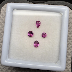 Natural Madagascar Ruby Gemstone 4 Pieces Set, Faceted Loose Ruby Stones For Jewelry