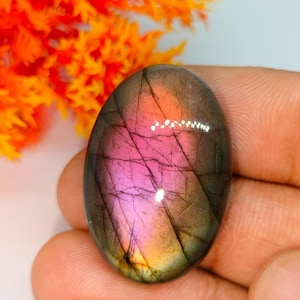 AAA+ Purple Fire Labradorite Purple Fire Labradorite Cabochon Loose Gemstone 46.70 Carat Oval Shape Best For Silver,Wire wrap Jewelry