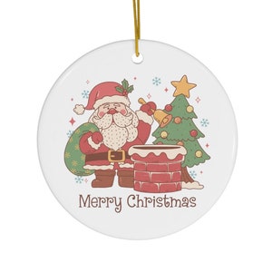 Enfeite de Natal Feliz, Enfeite de Natal Engraçado, Enfeite de Natal Retrô, Enfeite de Natal Boho, Enfeite de Papai Noel.